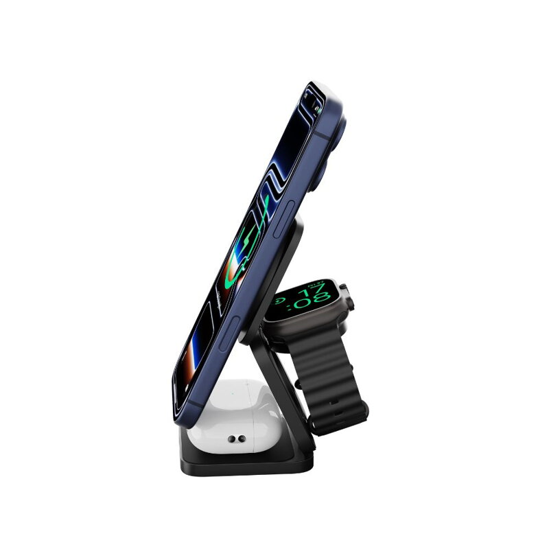 Cubenest El Qi2.2 cargador plegable inalámbrico magnético 3 en 1 SQ312 Ultra negro