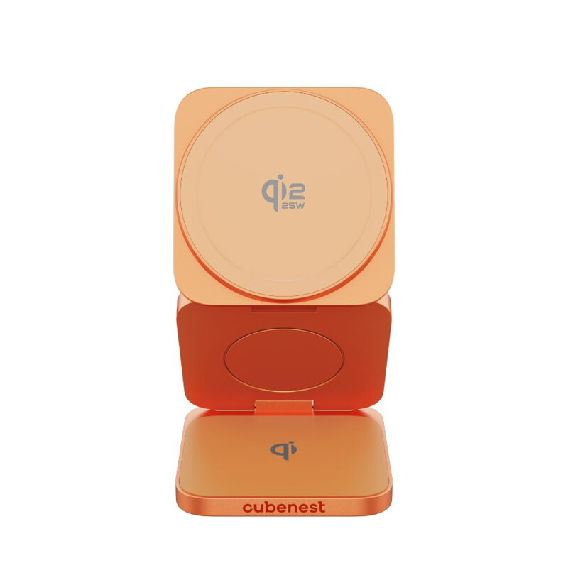Cubenest El Qi2.2 cargador plegable inalámbrico magnético 3 en 1 SQ312 Ultra naranja