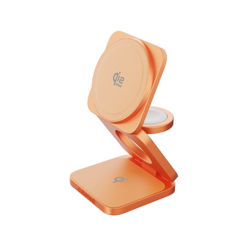 Cubenest El Qi2.2 cargador plegable inalámbrico magnético 3 en 1 SQ312 Ultra naranja