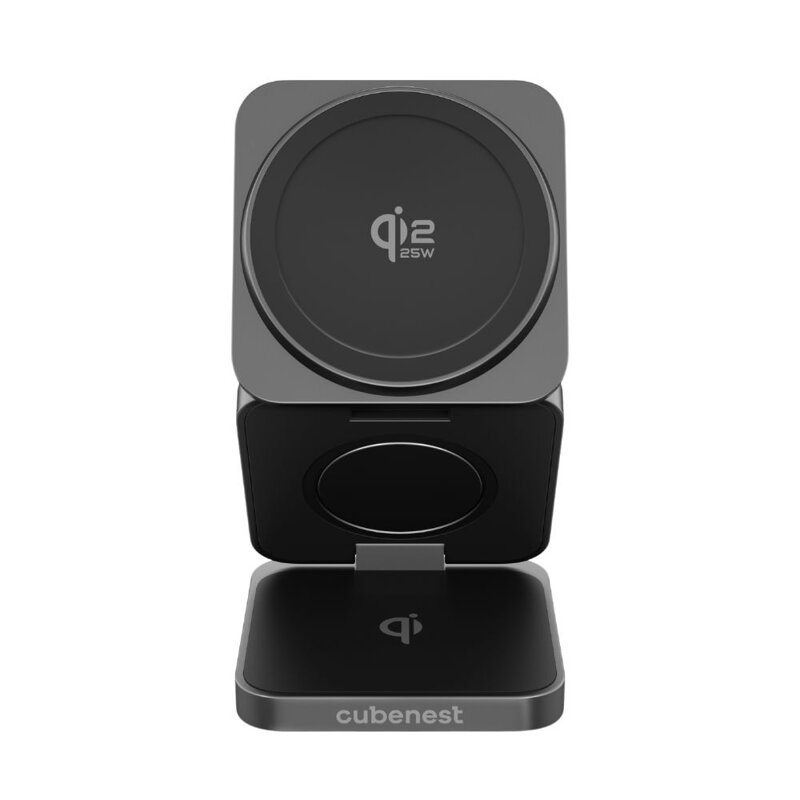 Cubenest El Qi2.2 cargador plegable inalámbrico magnético 3 en 1 SQ312 Pro negro