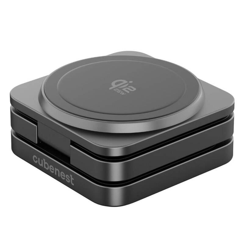 Cubenest El Qi2.2 cargador plegable inalámbrico magnético 3 en 1 SQ312 Pro negro