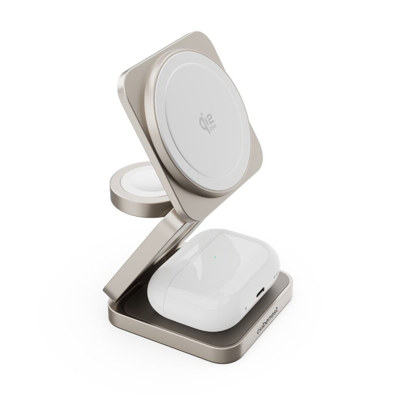 Cubenest El Qi2.2 cargador plegable inalámbrico magnético 3 en 1 SQ312 Pro titanio
