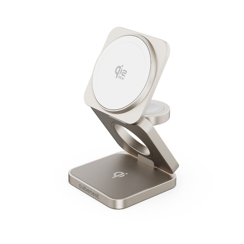 Cubenest El Qi2.2 cargador plegable inalámbrico magnético 3 en 1 SQ312 Pro titanio