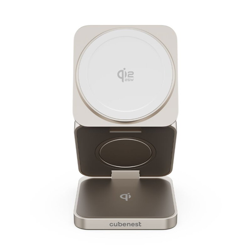 Cubenest El Qi2.2 cargador plegable inalámbrico magnético 3 en 1 SQ312 Pro titanio