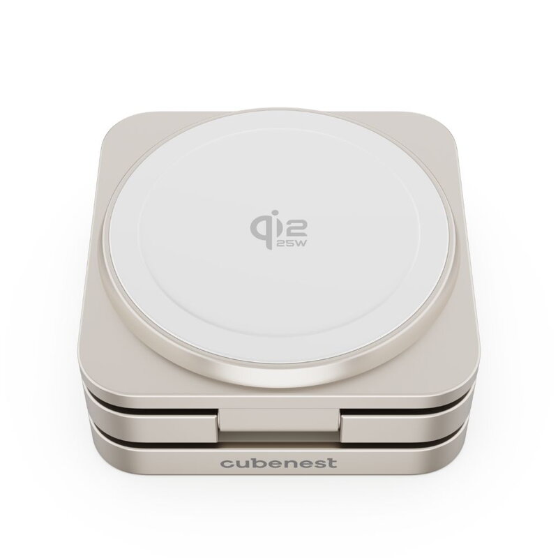 Cubenest El Qi2.2 cargador plegable inalámbrico magnético 3 en 1 SQ312 Pro titanio