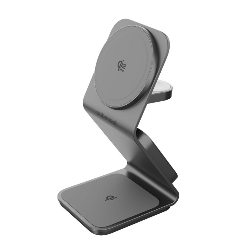Cubenest El Qi2.2 cargador inalámbrico magnético 3 en 1 SQ314 gris