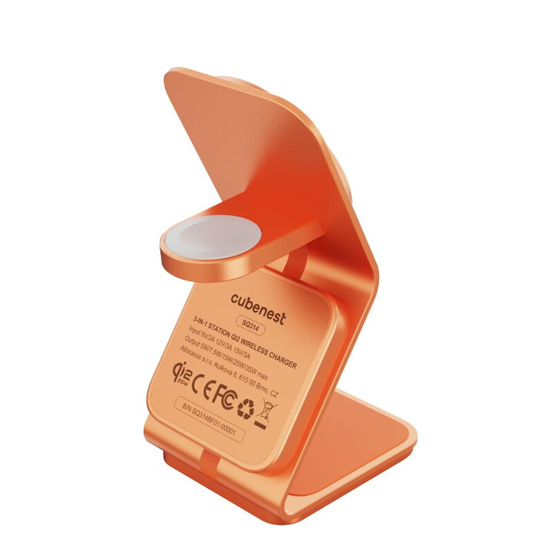 Cubenest El Qi2.2 cargador inalámbrico magnético 3 en 1 SQ314 naranja