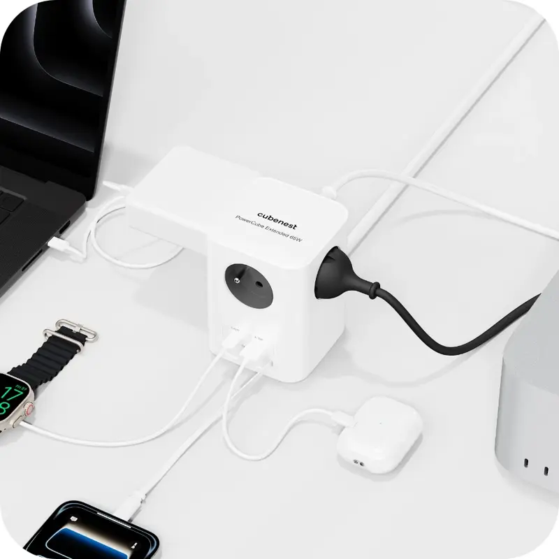 Cubenest PowerCube Extended USB A+C PD 30 W 1,5 m šedá