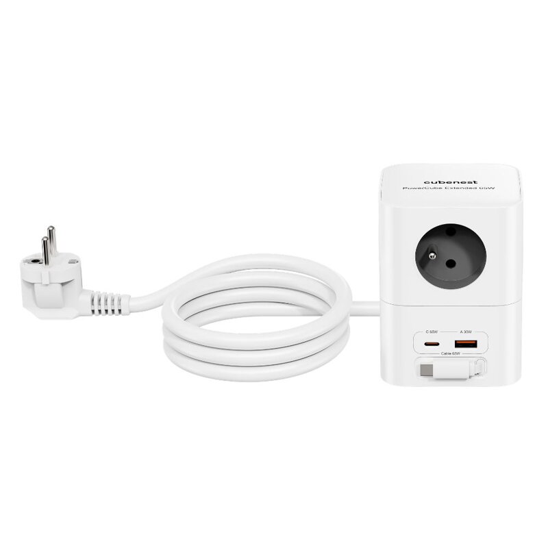 Cubenest PowerCube Extended USB A+C PD 65 W USB-C kabel 1,5 m