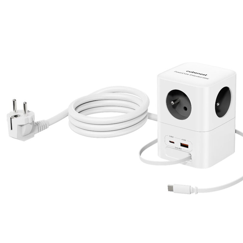 Cubenest PowerCube Extended USB A+C PD 65 W USB-C kabel 1,5 m