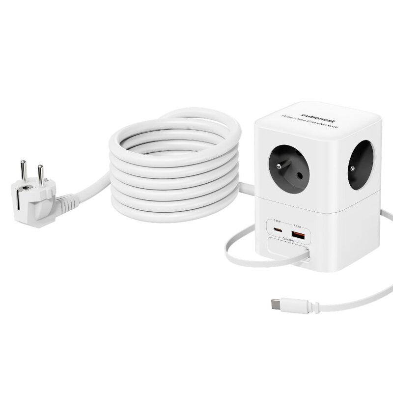 Cubenest PowerCube Extended USB A+C PD 65 W USB-C kabel 3 m