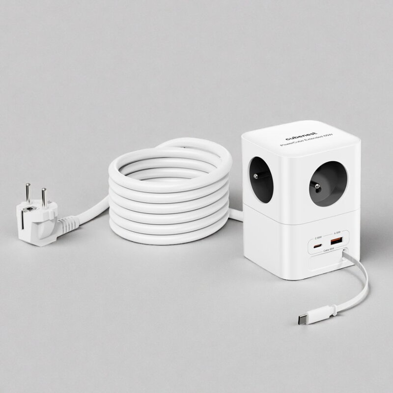 Cubenest PowerCube Extended USB A+C PD 65 W USB-C kabel 3 m