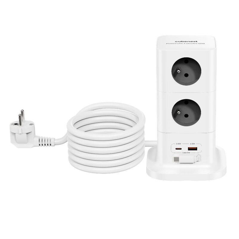 Cubenest PowerCube Extended USB A+C PD 65 W 8xAC USB-C kabel 1,5 m