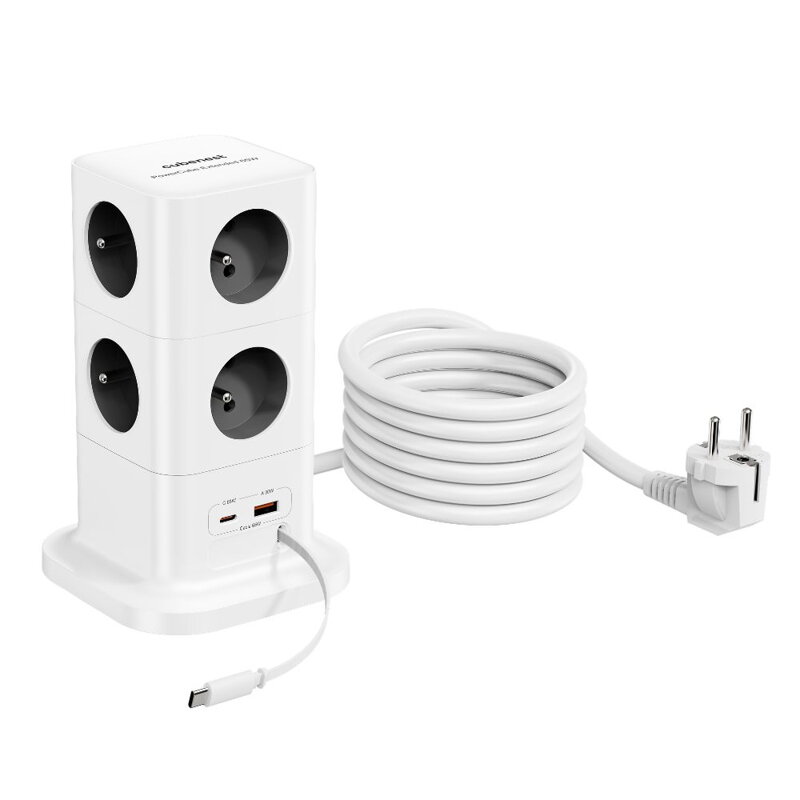 Cubenest PowerCube Extended USB A+C PD 65 W 8xAC USB-C kabel 1,5 m