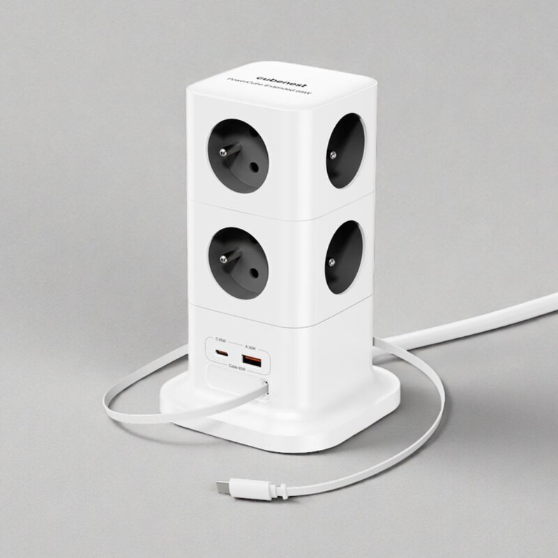 Cubenest PowerCube Extended USB A+C PD 65 W 8xAC USB-C kabel 1,5 m