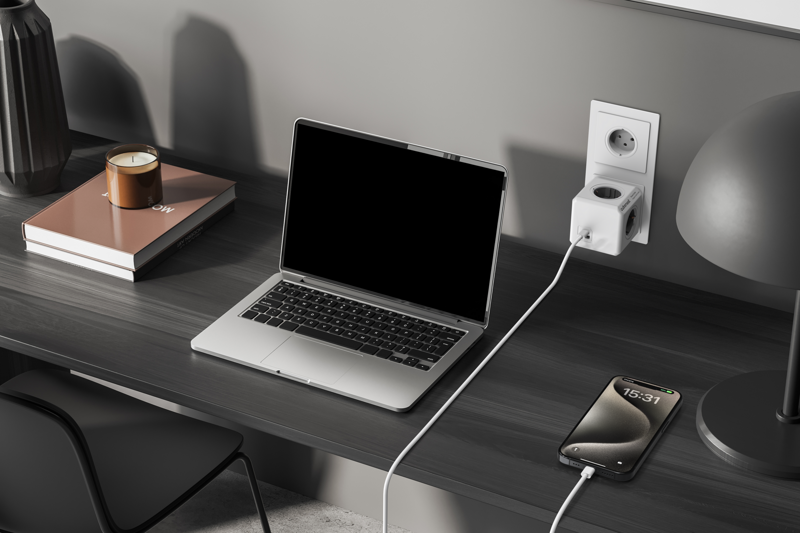 Cubenest PowerCube Original USB A+C PD 20 W Tipo F gris
