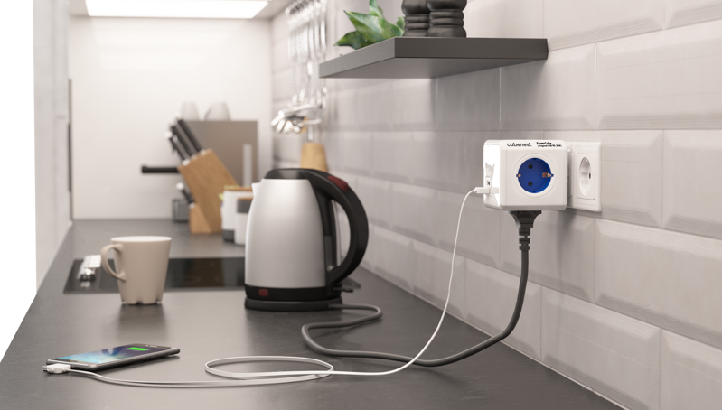 Cubenest PowerCube Original USB A+C PD 20 W Tipo F azul