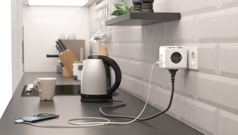 Cubenest PowerCube Original USB A+C PD 20 W Tipo F gris