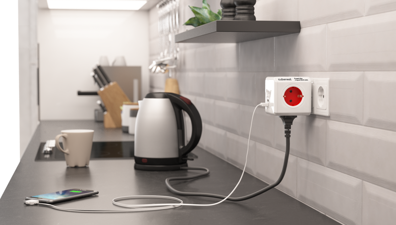 Cubenest PowerCube Original USB A+C PD 20 W Tipo F rojo