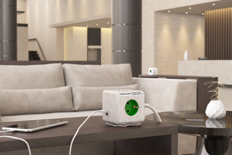 Cubenest PowerCube Extended USB A+C PD 20 W Tipo F verde