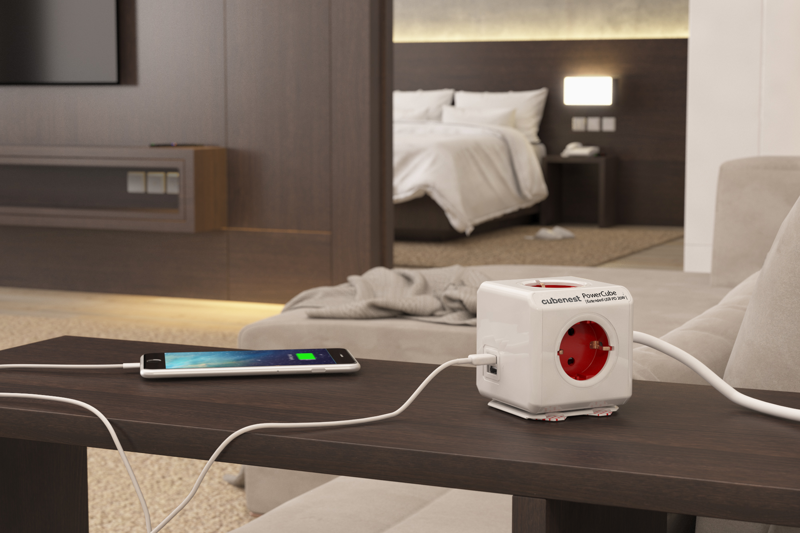 Cubenest PowerCube Extended USB A+C PD 20 W Tipo F rojo