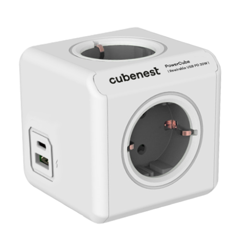 Cubenest PowerCube Rewirable USB A+C PD 20 W Tipo F gris